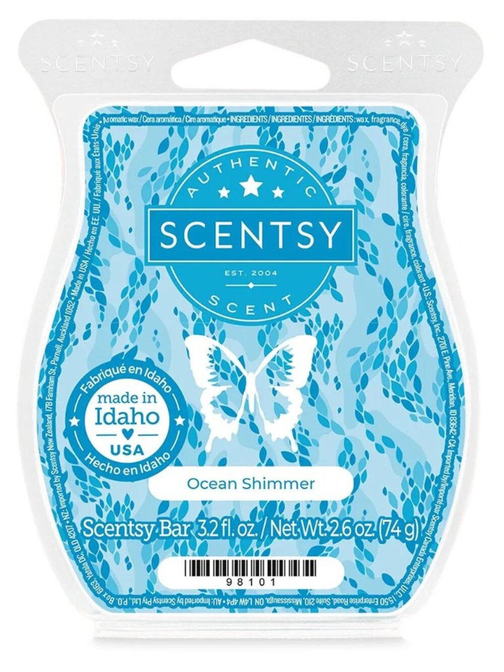 Scentsy OCEAN SHIMMER Scented Wax Bar Melt New